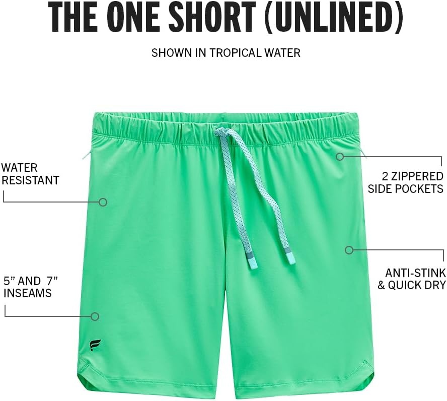 image:imageFabletics Mens The One Short Unlined Training Swimming Lightweight QuickDry Zip Pocket Stretch WovenTropical Water