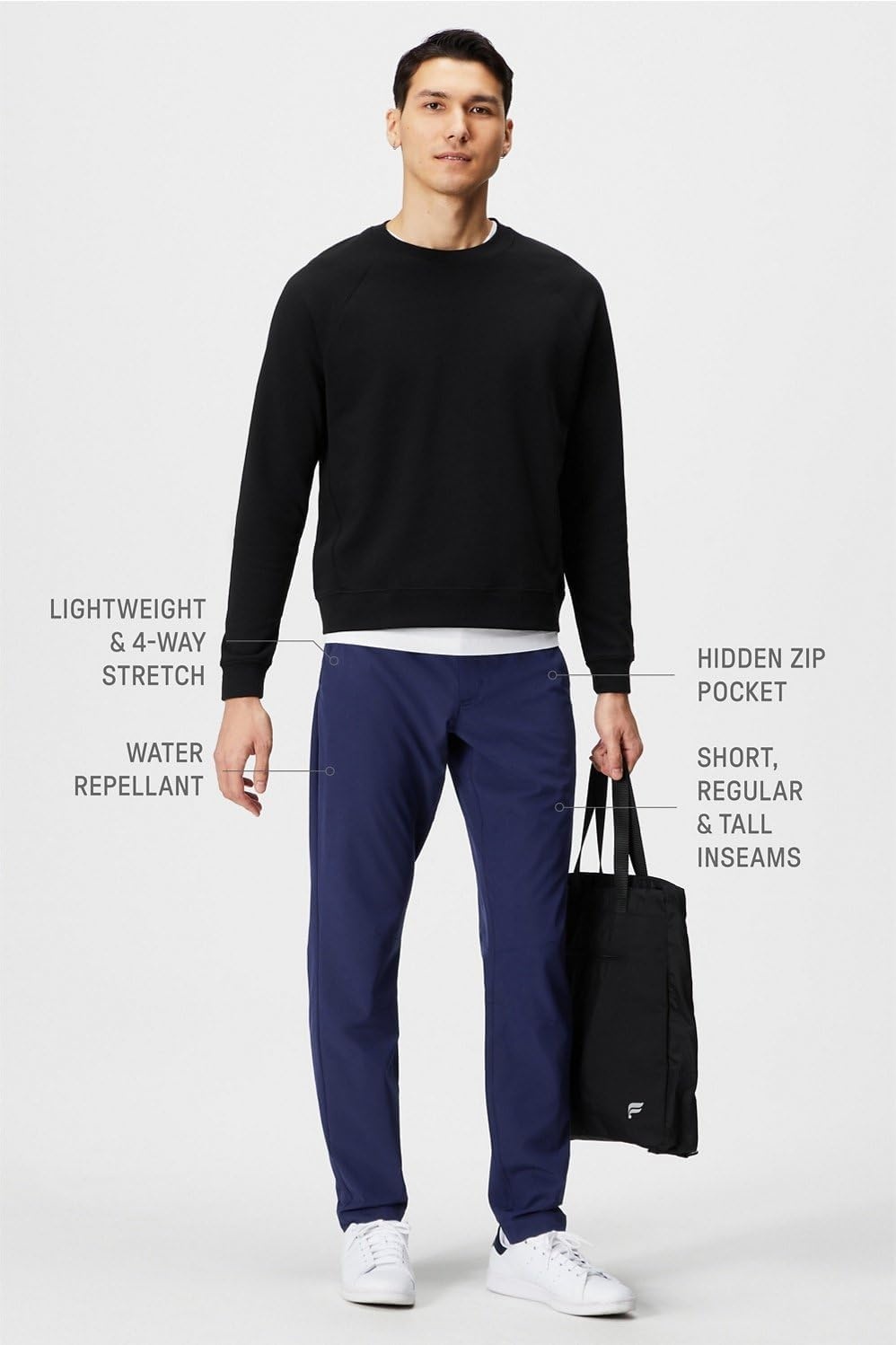 image:imageFabletics Mens The Only Pant External Pocket WaterRepellent Zip Pockets LightweightDeep Navy