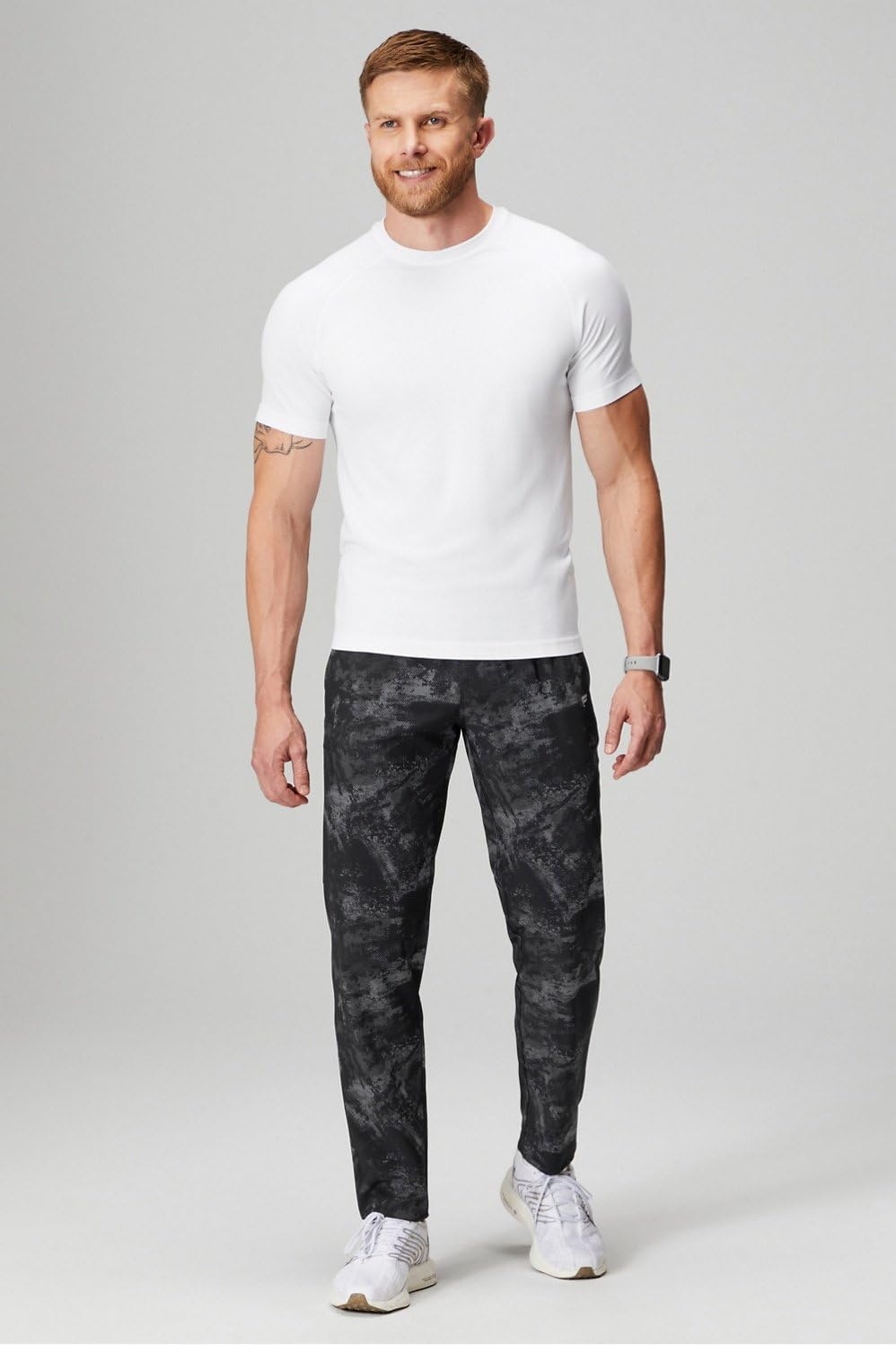 image:imageFabletics Mens The Training Day Tee Performance Running Workout Gym Breathable 4Way StretchClassic White