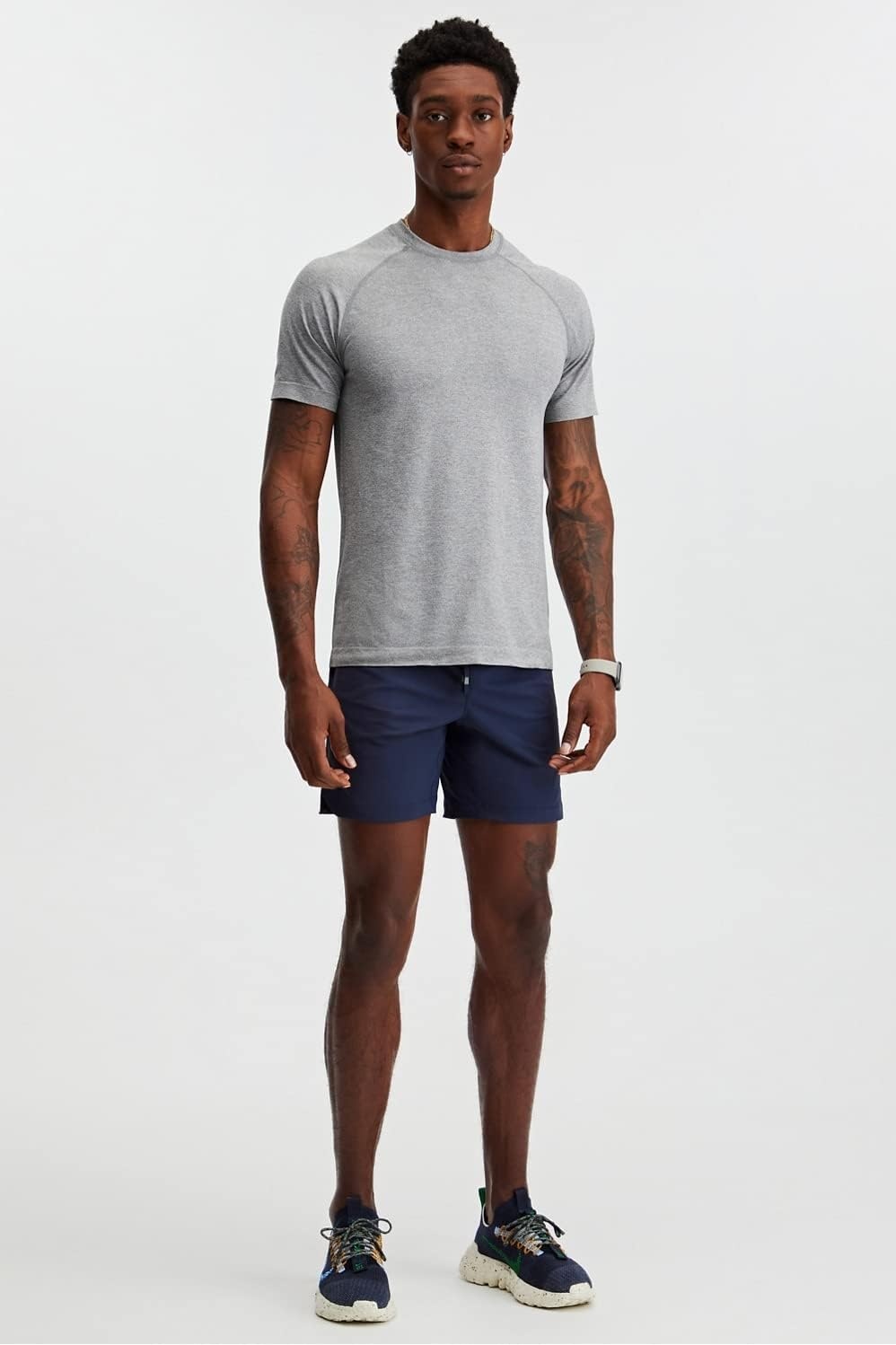 image:imageFabletics Mens The Training Day Tee Performance Running Workout Gym Breathable 4Way StretchMid Grey Htr