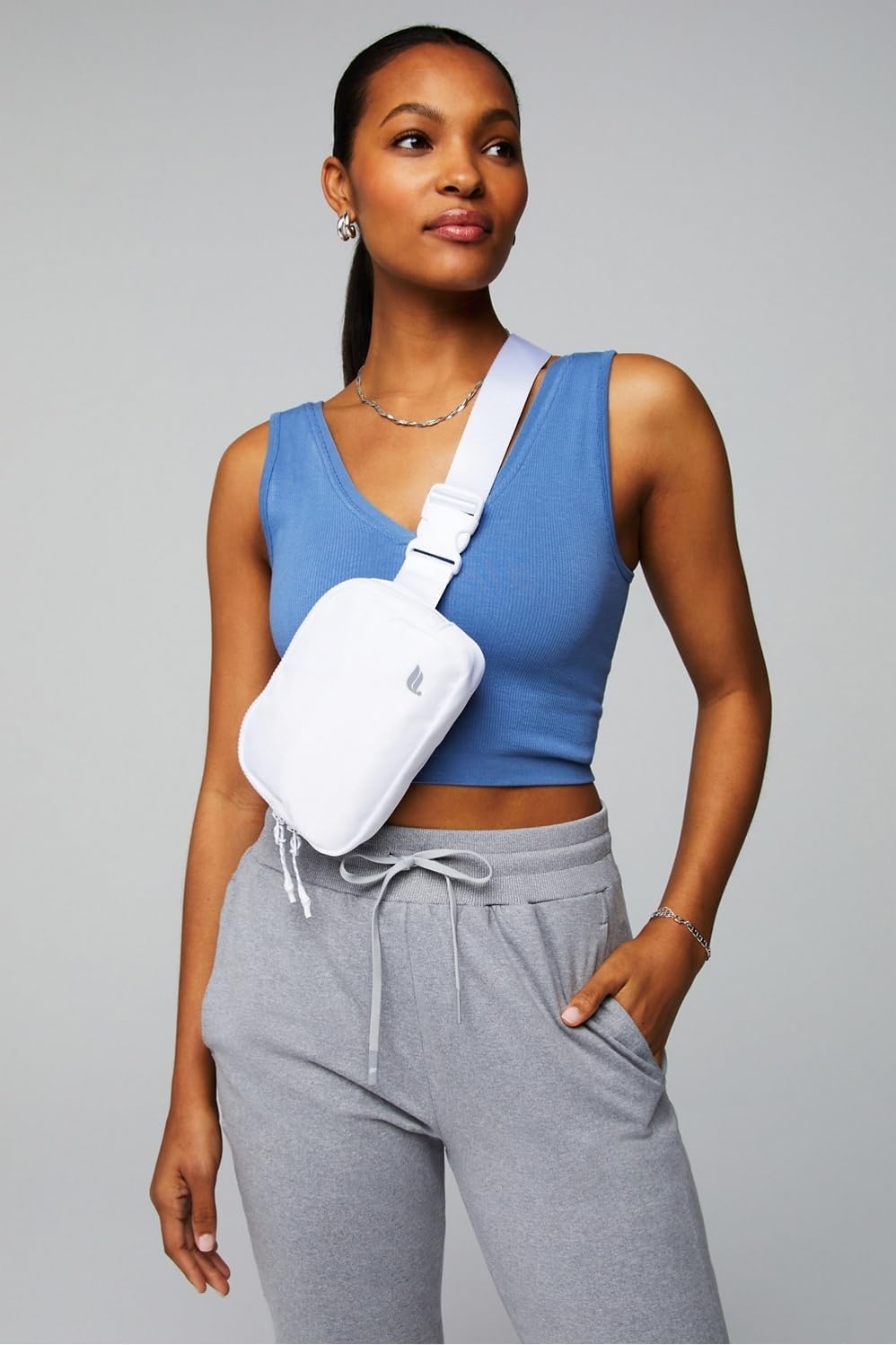 image:imageFabletics The Belt Bag Quick Dry Zip Pockets Clear OSClassic White