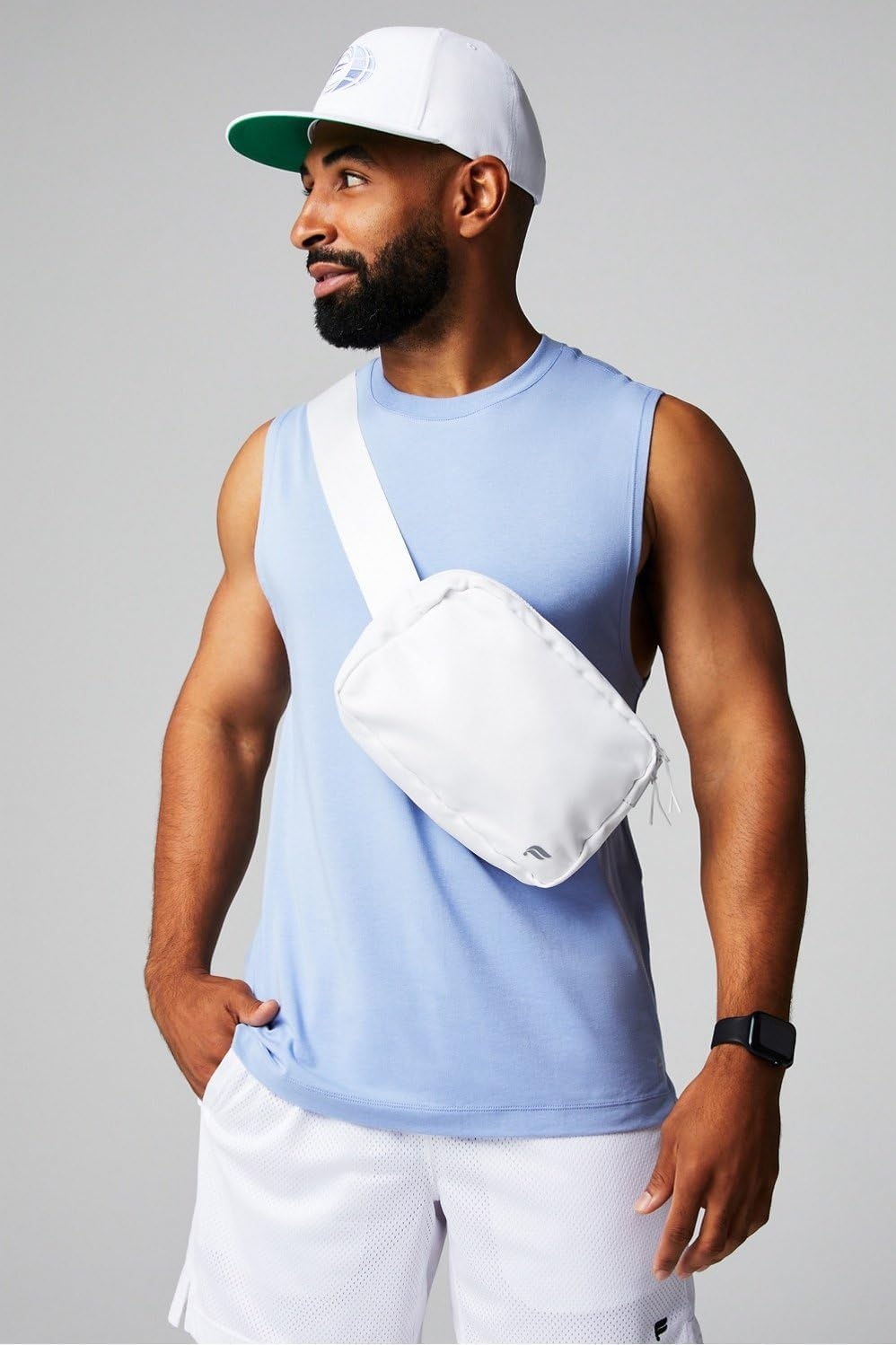 image:imageFabletics The Big Belt Bag Quick Dry Zip Pockets Hidden Pockets Reflective Black OSClassic White