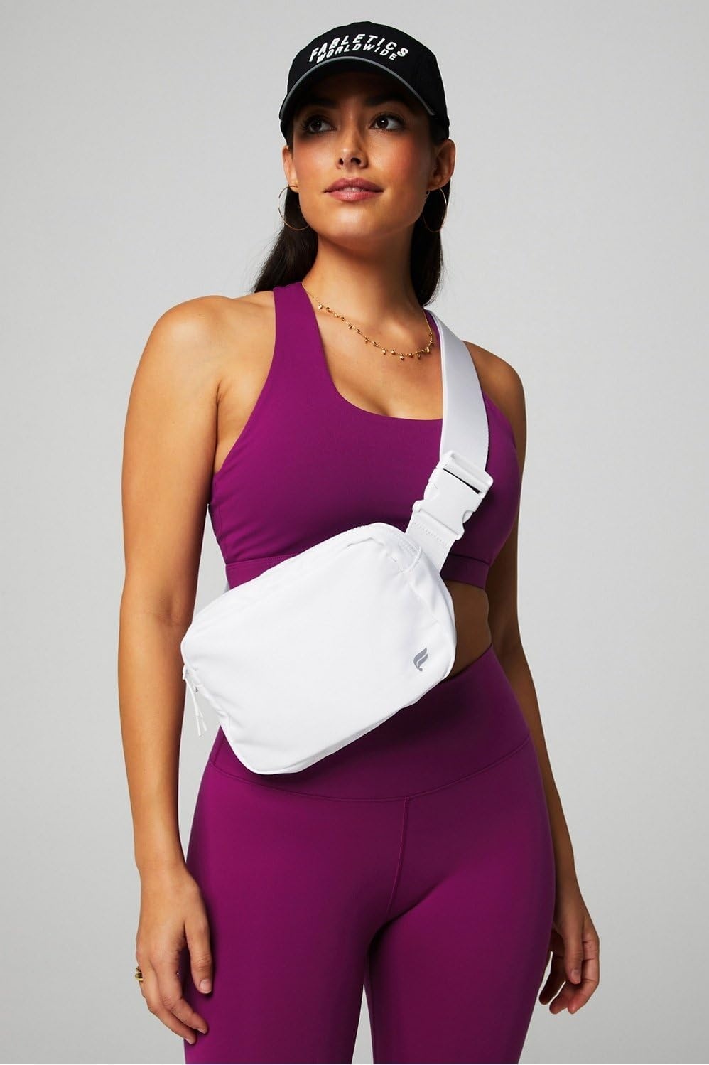 image:imageFabletics The Big Belt Bag Quick Dry Zip Pockets Hidden Pockets Reflective Black OSClassic White