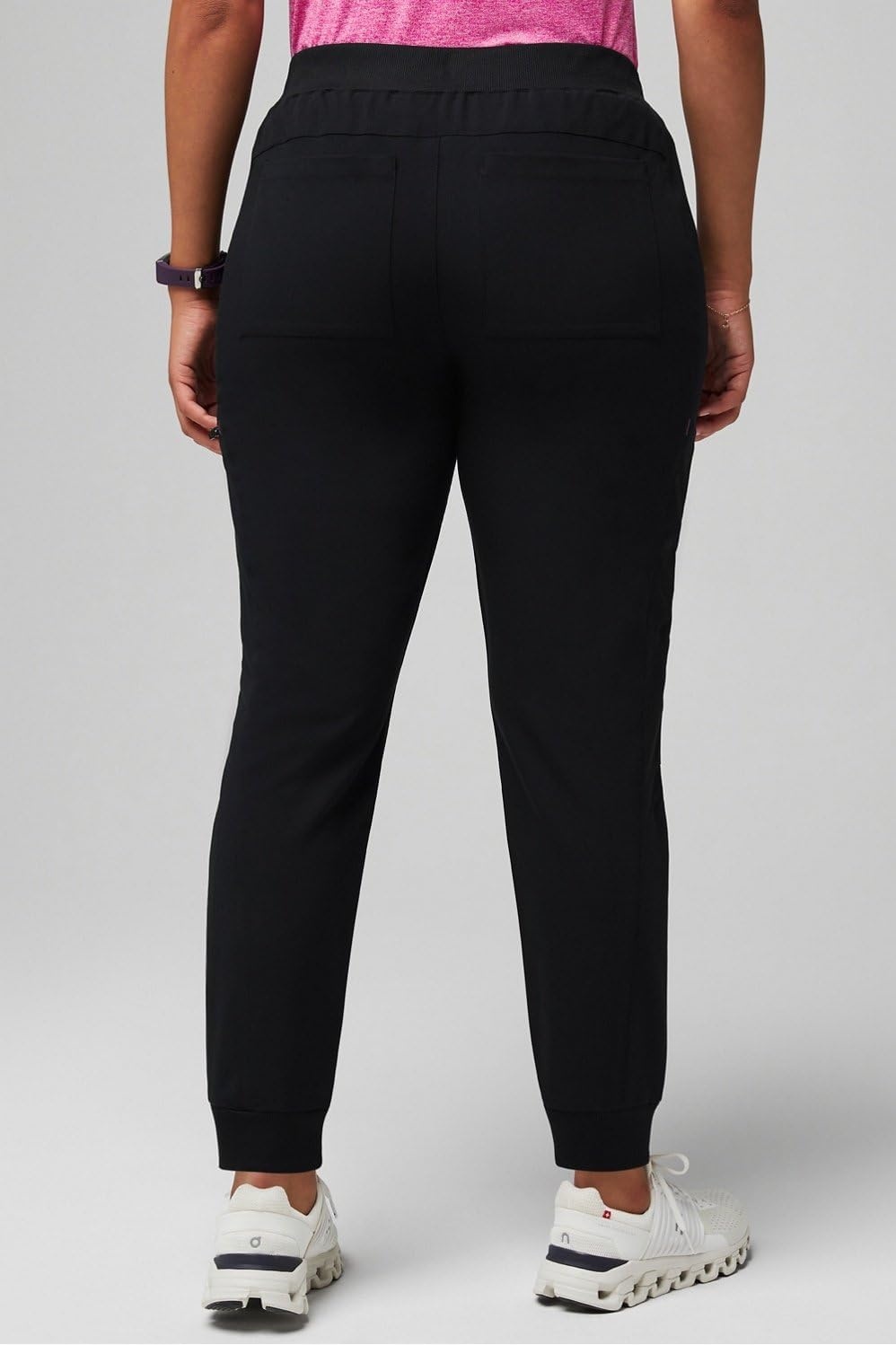 image:imageFabletics Womens Active Scrub Jogger MotionTech PocketPacked Lightweight WrinkleResist SemiSlim FitBlackHibiscus