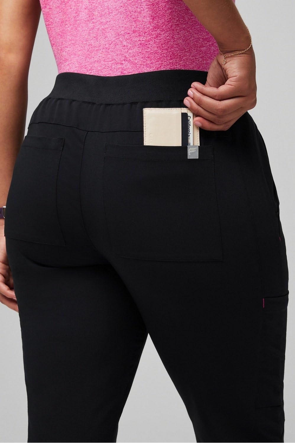 image:imageFabletics Womens Active Scrub Jogger MotionTech PocketPacked Lightweight WrinkleResist SemiSlim FitBlackHibiscus