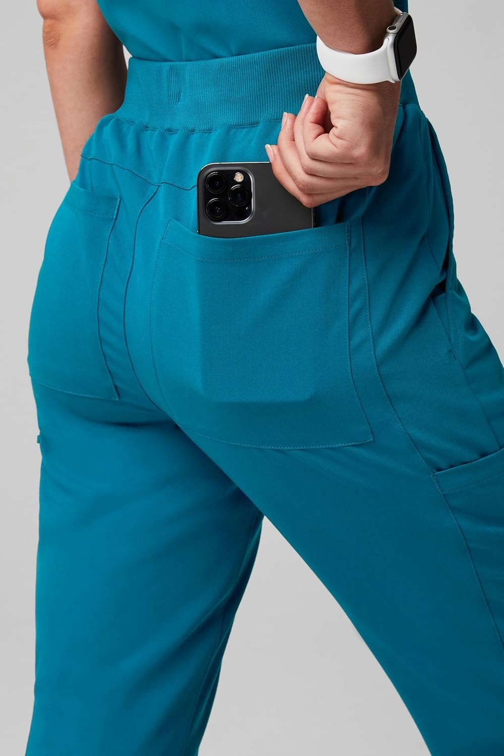 image:imageFabletics Womens Active Scrub Jogger MotionTech PocketPacked Lightweight WrinkleResist SemiSlim FitCaribbean Blue