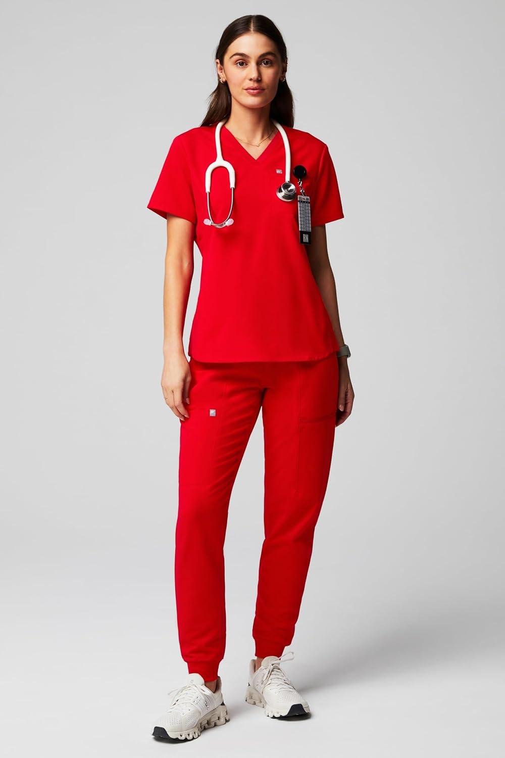 image:imageFabletics Womens Active Scrub Jogger MotionTech PocketPacked Lightweight WrinkleResist SemiSlim FitGoji Red