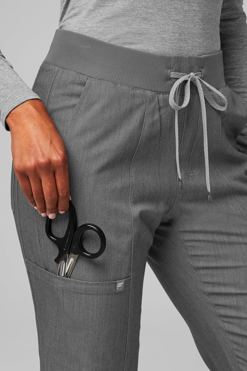 image:imageFabletics Womens Active Scrub Jogger MotionTech PocketPacked Lightweight WrinkleResist SemiSlim FitHeather Grey