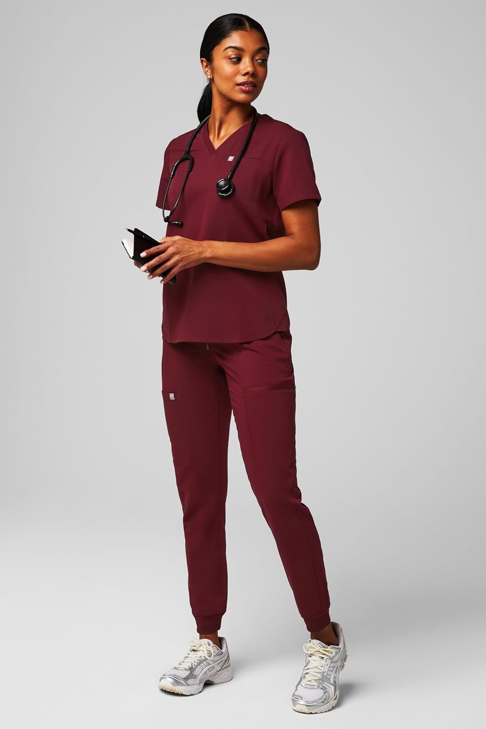 image:imageFabletics Womens Active Scrub Jogger MotionTech PocketPacked Lightweight WrinkleResist SemiSlim FitWine