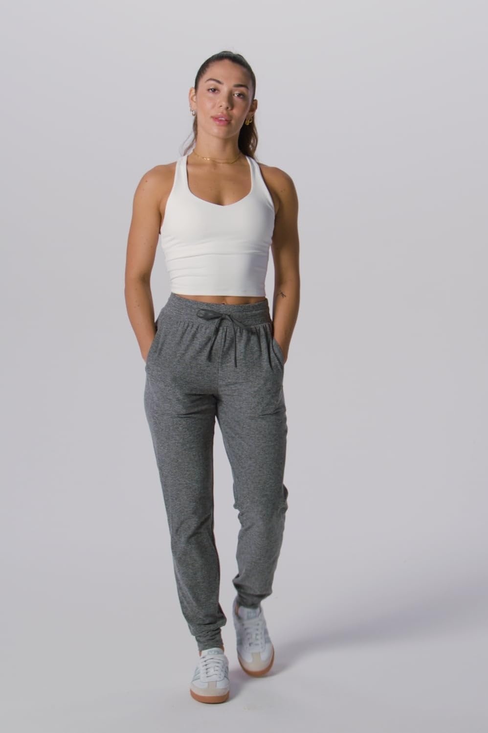 image:imageFabletics Womens Cloud Jersey Jogger Buttery Soft Recycled Fabric Hidden Pockets Breathable MoistureWickingCharcoal Grey Heather
