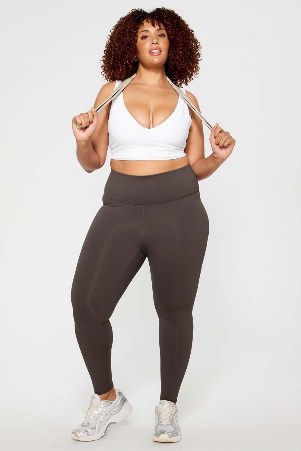 image:imageFabletics Womens Define HighWaisted Legging Workout Yoga Running Athletic Active Maximum Compression FlatteringTaupe Slate