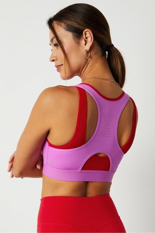 image:imageFabletics Womens Front Zip High Impact Sports BraElectric Orchid NeonHeated Red