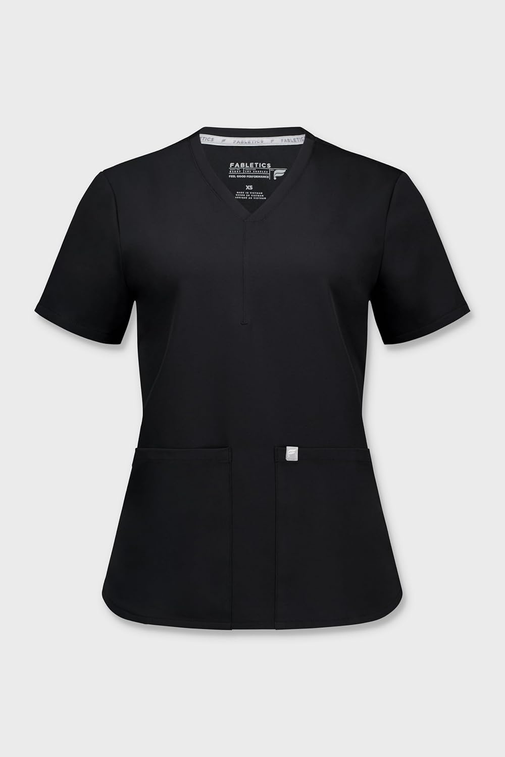 image:imageFabletics Womens Method 2Pocket Scrub Top MotionTech 4Way Stretch WrinkleResist AntiShrinkBlack