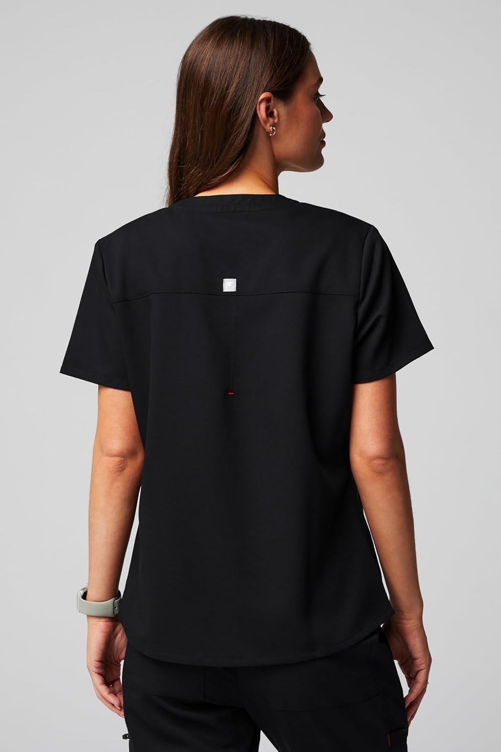 image:imageFabletics Womens Method 2Pocket Scrub Top MotionTech 4Way Stretch WrinkleResist AntiShrinkBlackgoji Red