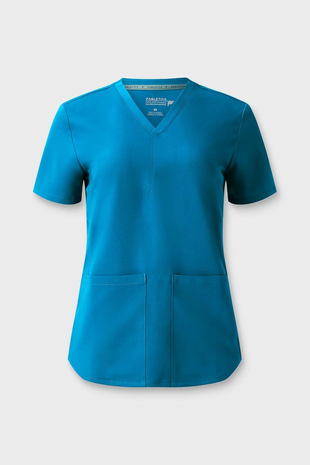 image:imageFabletics Womens Method 2Pocket Scrub Top MotionTech 4Way Stretch WrinkleResist AntiShrinkCaribbean Blue