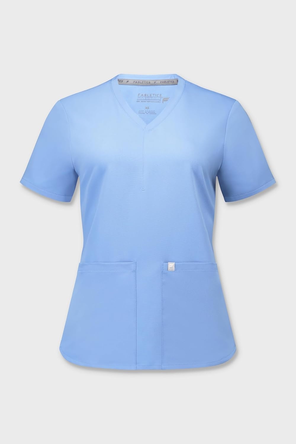 image:imageFabletics Womens Method 2Pocket Scrub Top MotionTech 4Way Stretch WrinkleResist AntiShrinkCeil Blue