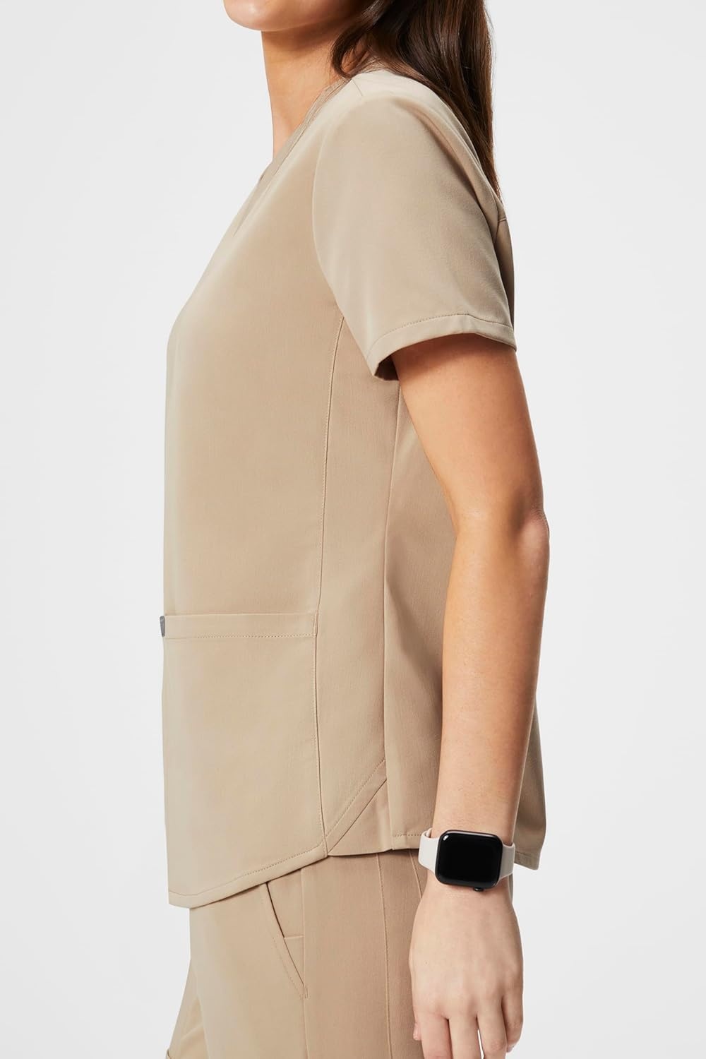 image:imageFabletics Womens Method 2Pocket Scrub Top MotionTech 4Way Stretch WrinkleResist AntiShrinkChai