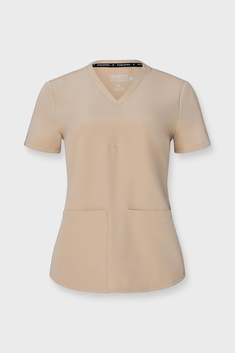 image:imageFabletics Womens Method 2Pocket Scrub Top MotionTech 4Way Stretch WrinkleResist AntiShrinkChai