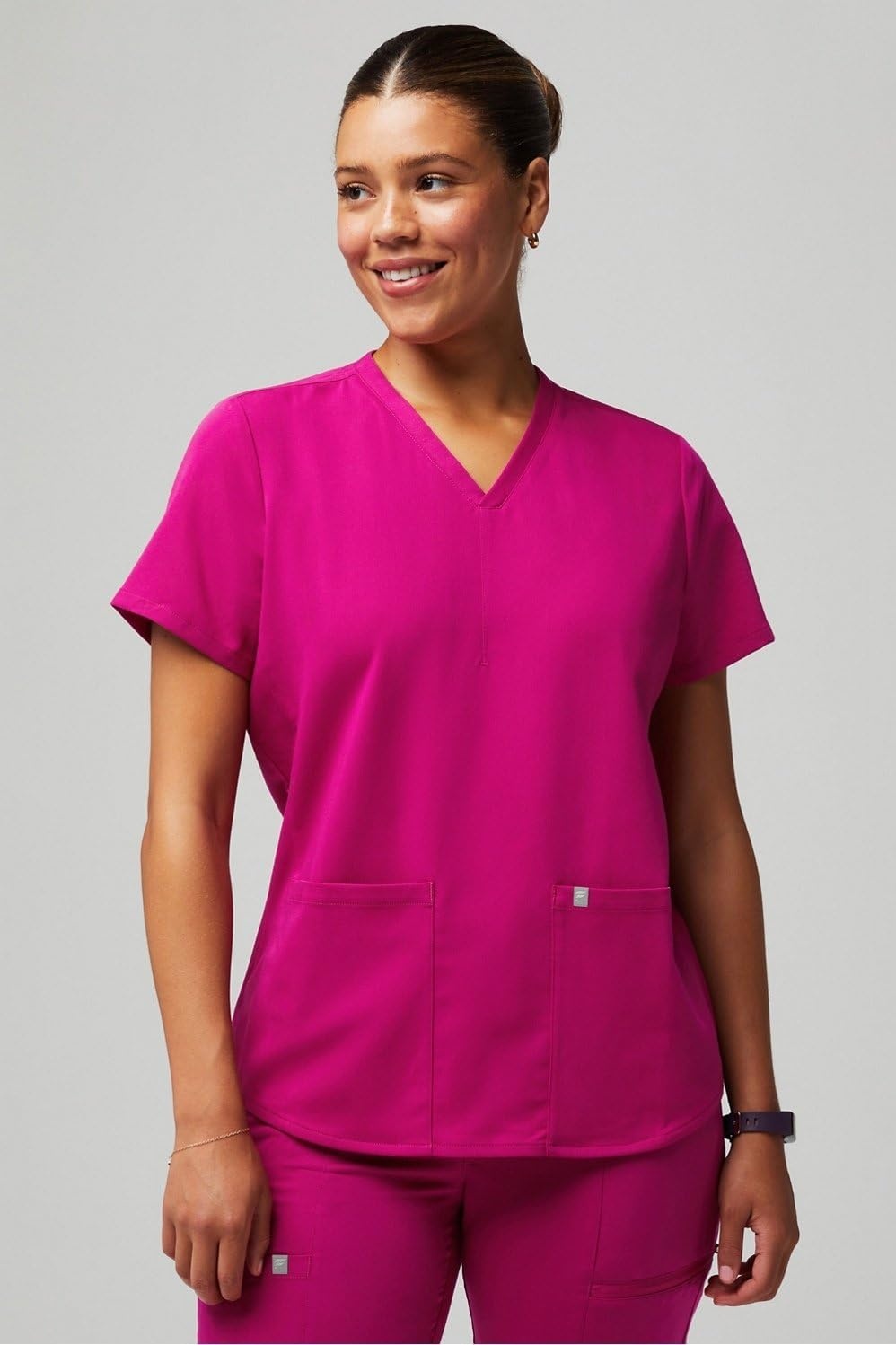 image:imageFabletics Womens Method 2Pocket Scrub Top MotionTech 4Way Stretch WrinkleResist AntiShrinkHunter Green