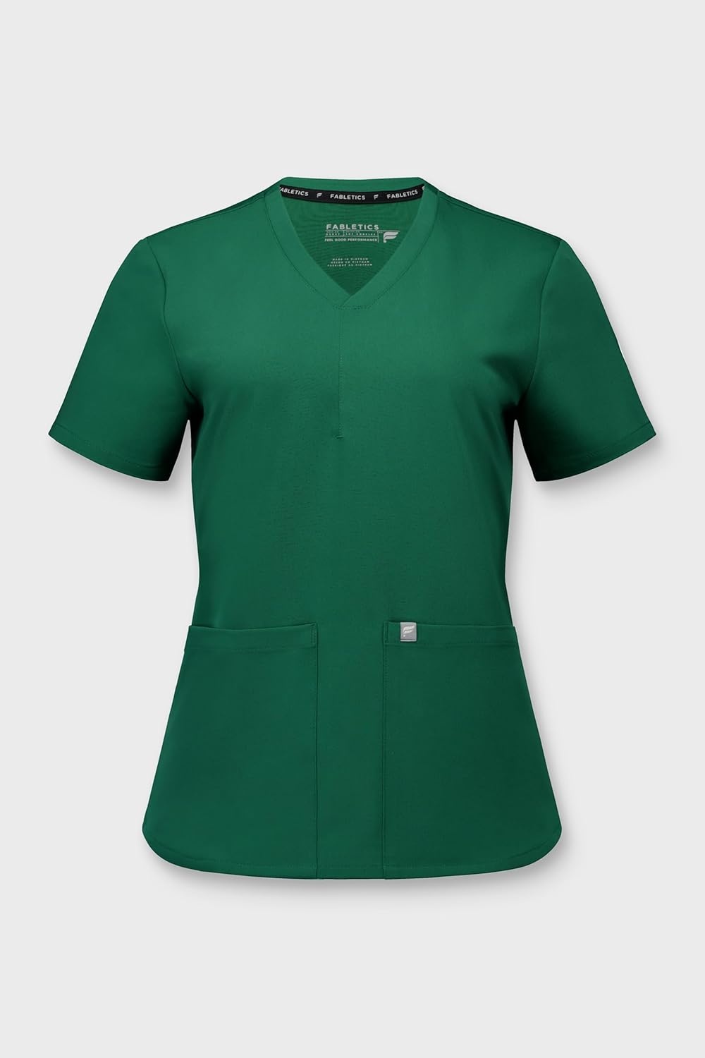 image:imageFabletics Womens Method 2Pocket Scrub Top MotionTech 4Way Stretch WrinkleResist AntiShrinkHunter Green