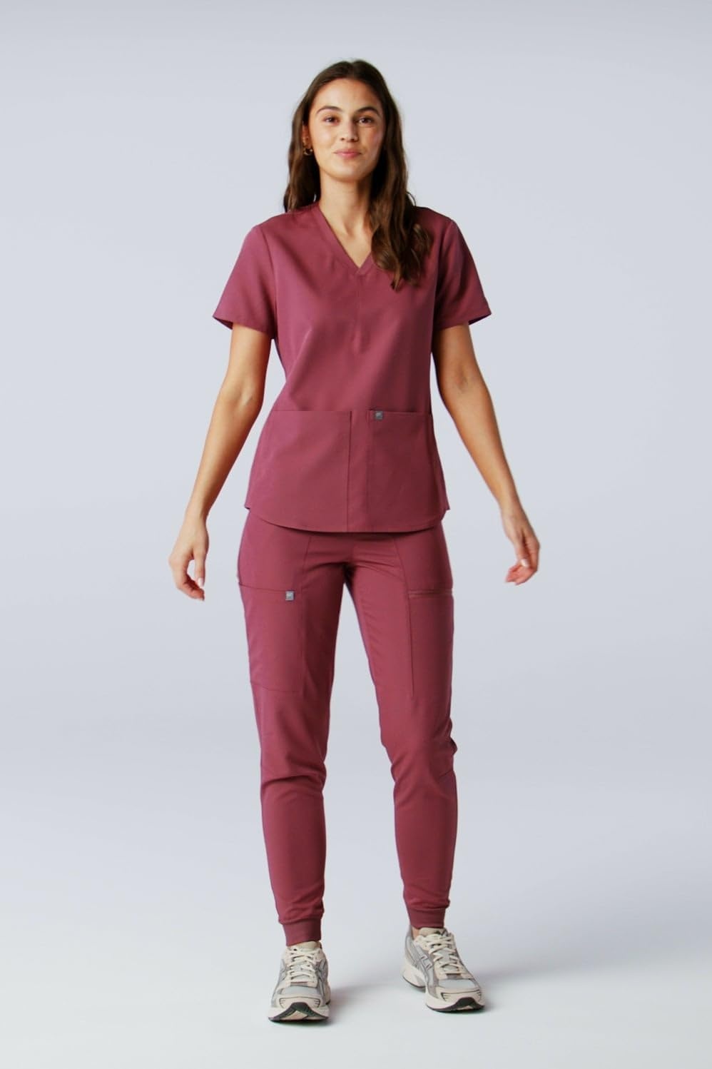image:imageFabletics Womens Method 2Pocket Scrub Top MotionTech 4Way Stretch WrinkleResist AntiShrinkMoonlight Mauve