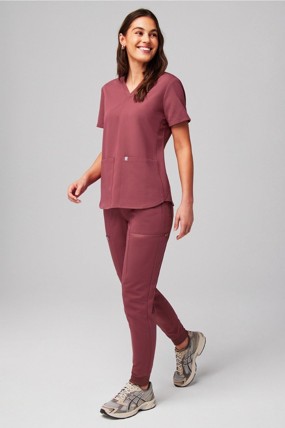 image:imageFabletics Womens Method 2Pocket Scrub Top MotionTech 4Way Stretch WrinkleResist AntiShrinkMoonlight Mauve