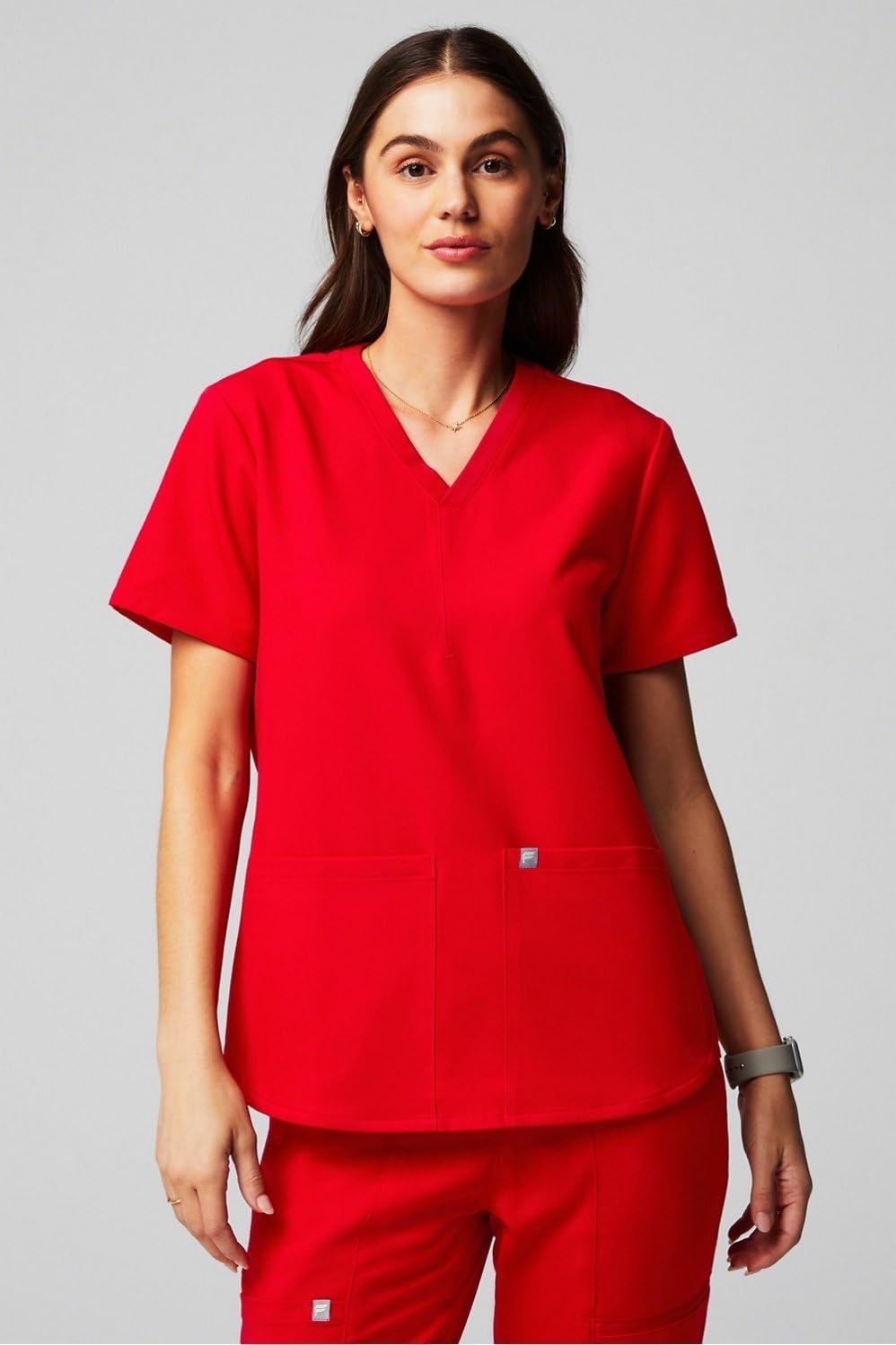 image:imageFabletics Womens Method 2Pocket Scrub Top MotionTech 4Way Stretch WrinkleResist AntiShrinkOnyx