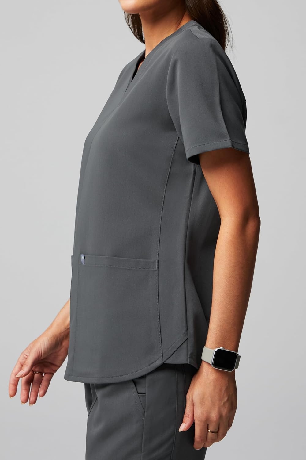 image:imageFabletics Womens Method 2Pocket Scrub Top MotionTech 4Way Stretch WrinkleResist AntiShrinkOnyx