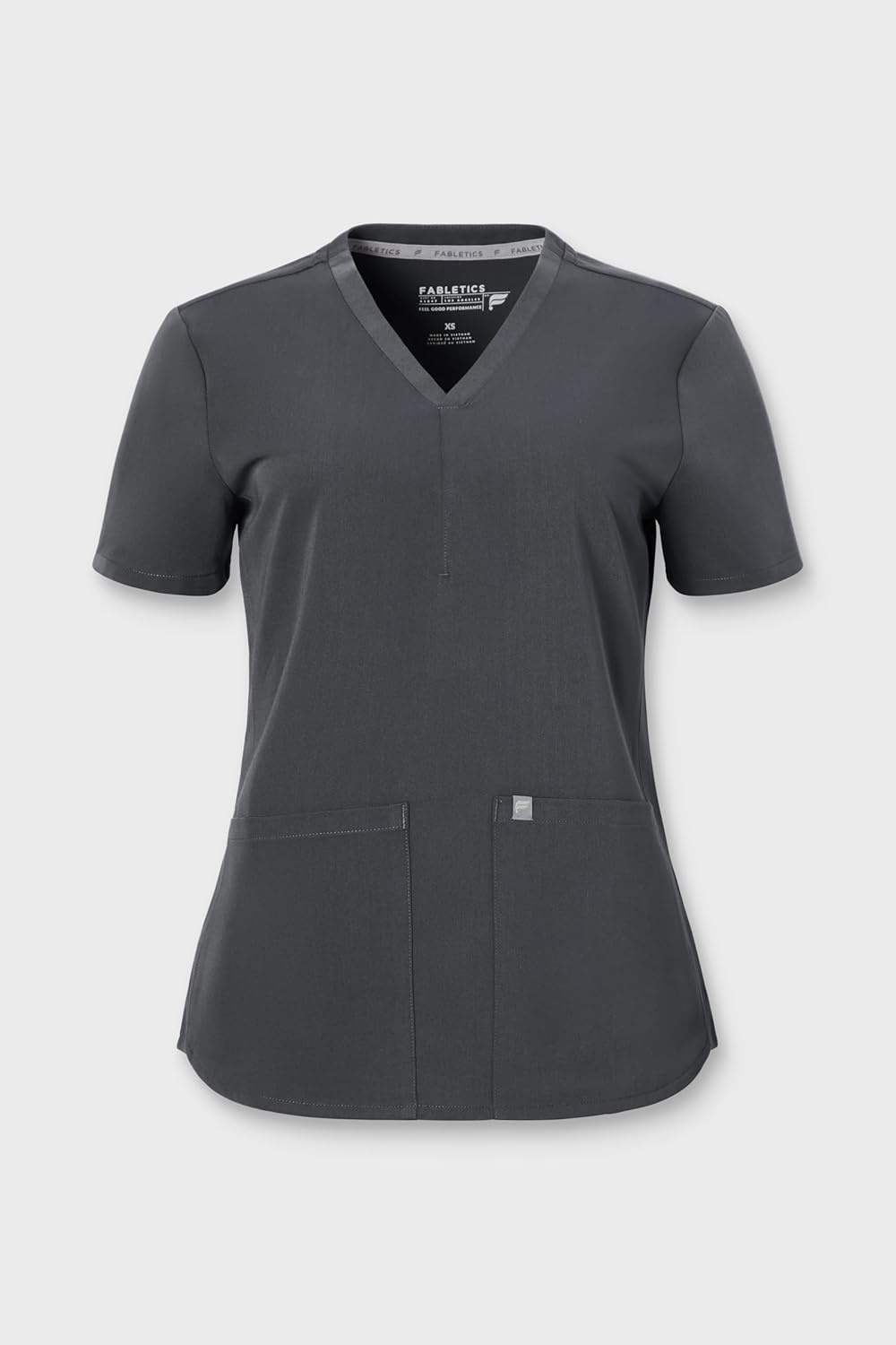 image:imageFabletics Womens Method 2Pocket Scrub Top MotionTech 4Way Stretch WrinkleResist AntiShrinkOnyx