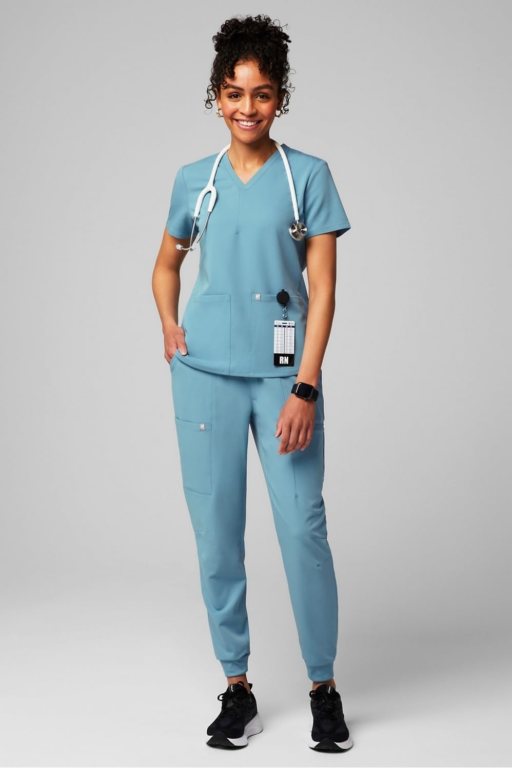 image:imageFabletics Womens Method 2Pocket Scrub Top MotionTech 4Way Stretch WrinkleResist AntiShrinkWave