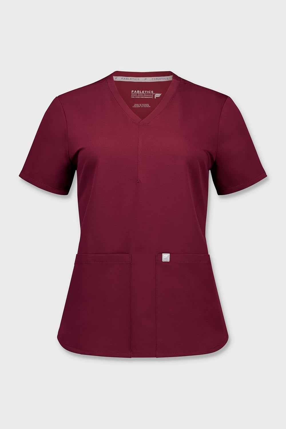 image:imageFabletics Womens Method 2Pocket Scrub Top MotionTech 4Way Stretch WrinkleResist AntiShrinkWine