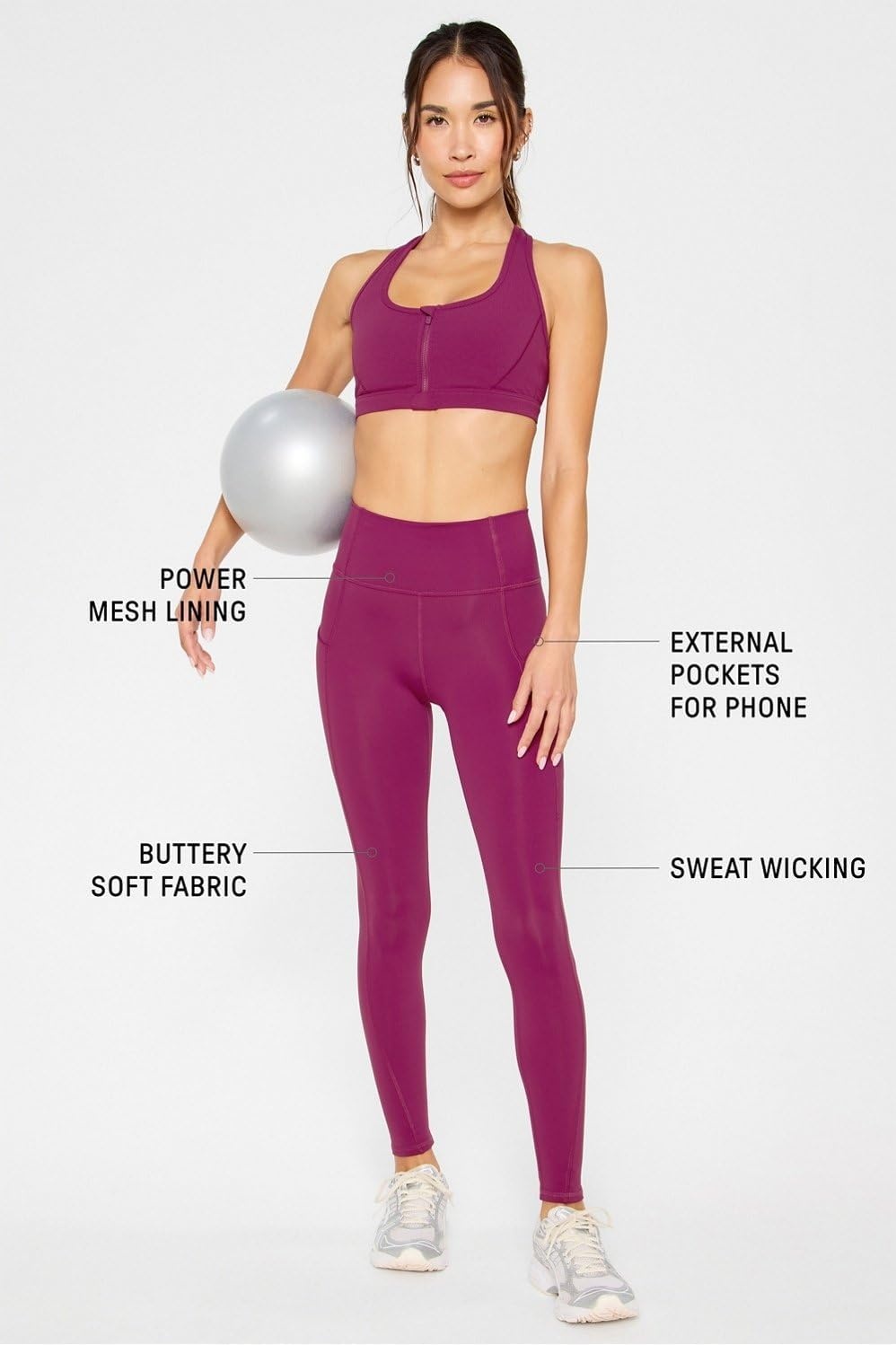 image:imageFabletics Womens Oasis PureLuxe HighWaisted LeggingBerry Crush