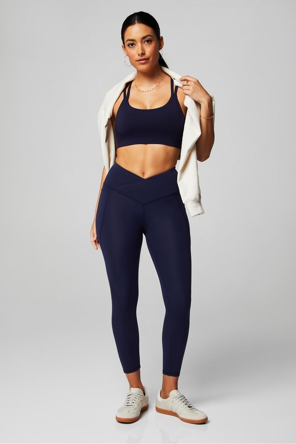 image:imageFabletics Womens Oasis PureLuxe HighWaisted LeggingDeep Navy Crossover