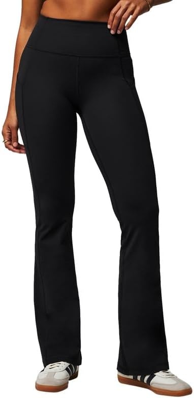 image:imageFabletics Womens Oasis Pureluxe HighWaisted Kick Flare Light Compression Buttery SoftBlack
