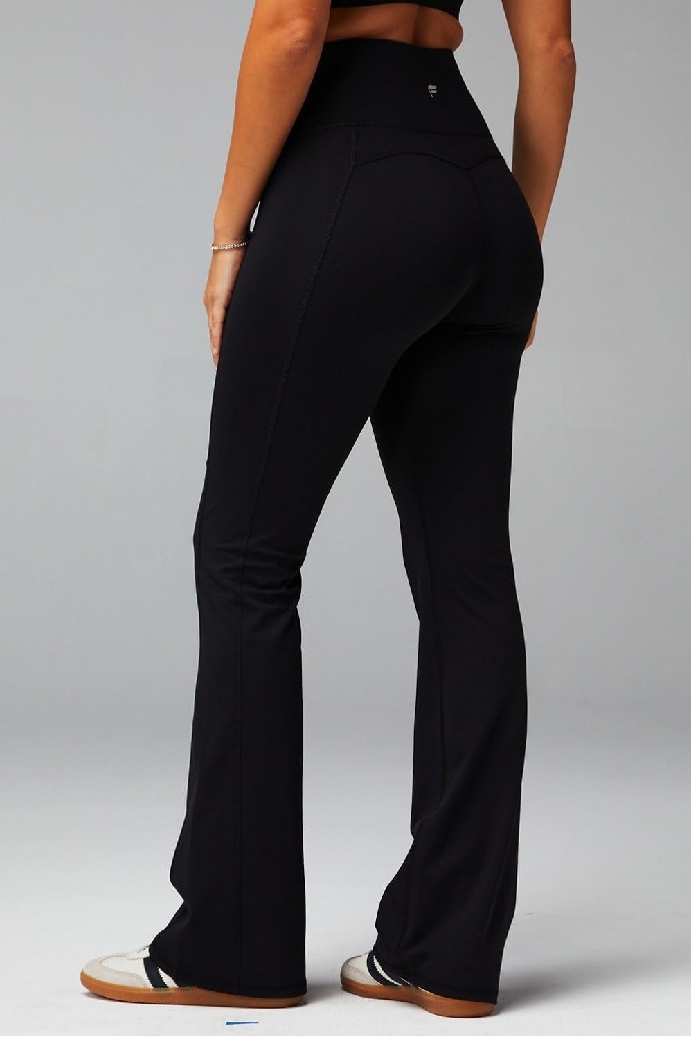 image:imageFabletics Womens Oasis Pureluxe HighWaisted Kick Flare Light Compression Buttery SoftBlack