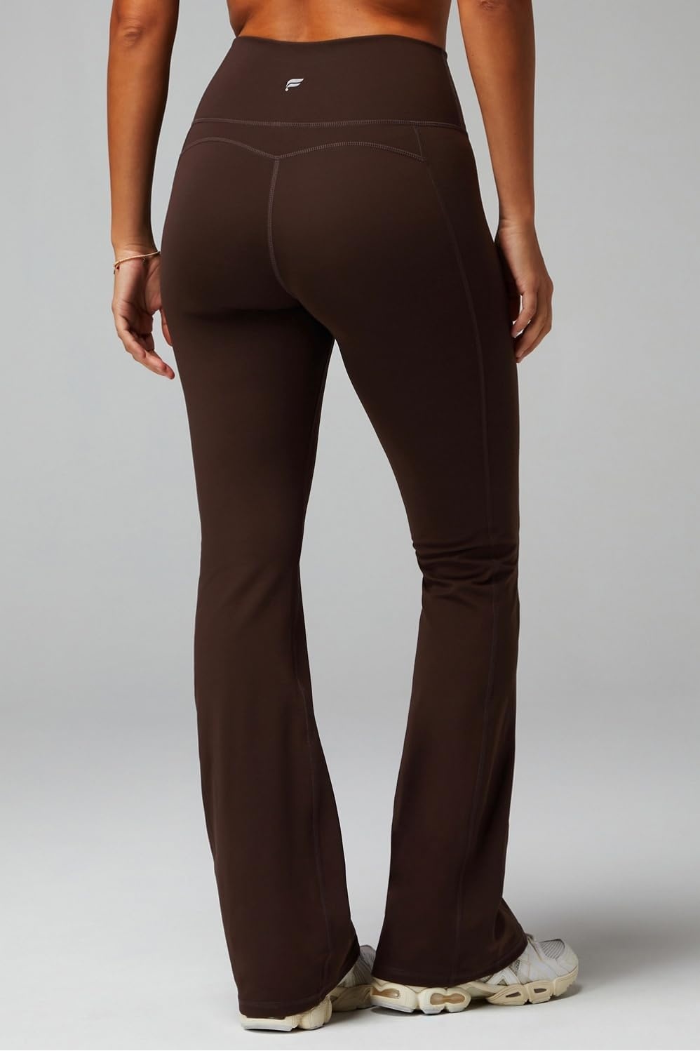 image:imageFabletics Womens Oasis Pureluxe HighWaisted Kick Flare Light Compression Buttery SoftCacao