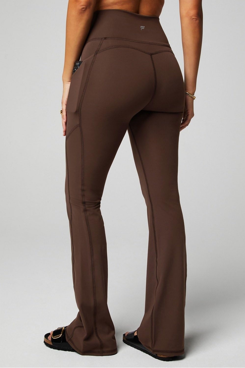 image:imageFabletics Womens Oasis Pureluxe HighWaisted Kick Flare Light Compression Buttery SoftCacao
