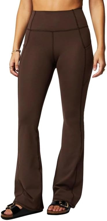 image:imageFabletics Womens Oasis Pureluxe HighWaisted Kick Flare Light Compression Buttery SoftCacao