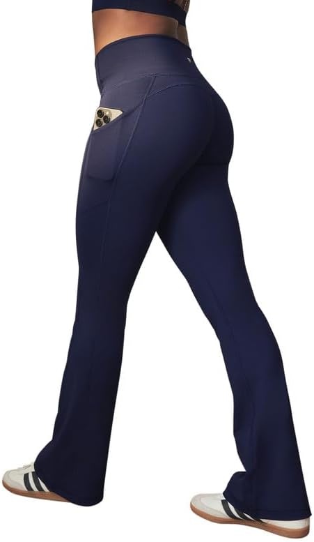 image:imageFabletics Womens Oasis Pureluxe HighWaisted Kick Flare Light Compression Buttery SoftDeep Navy