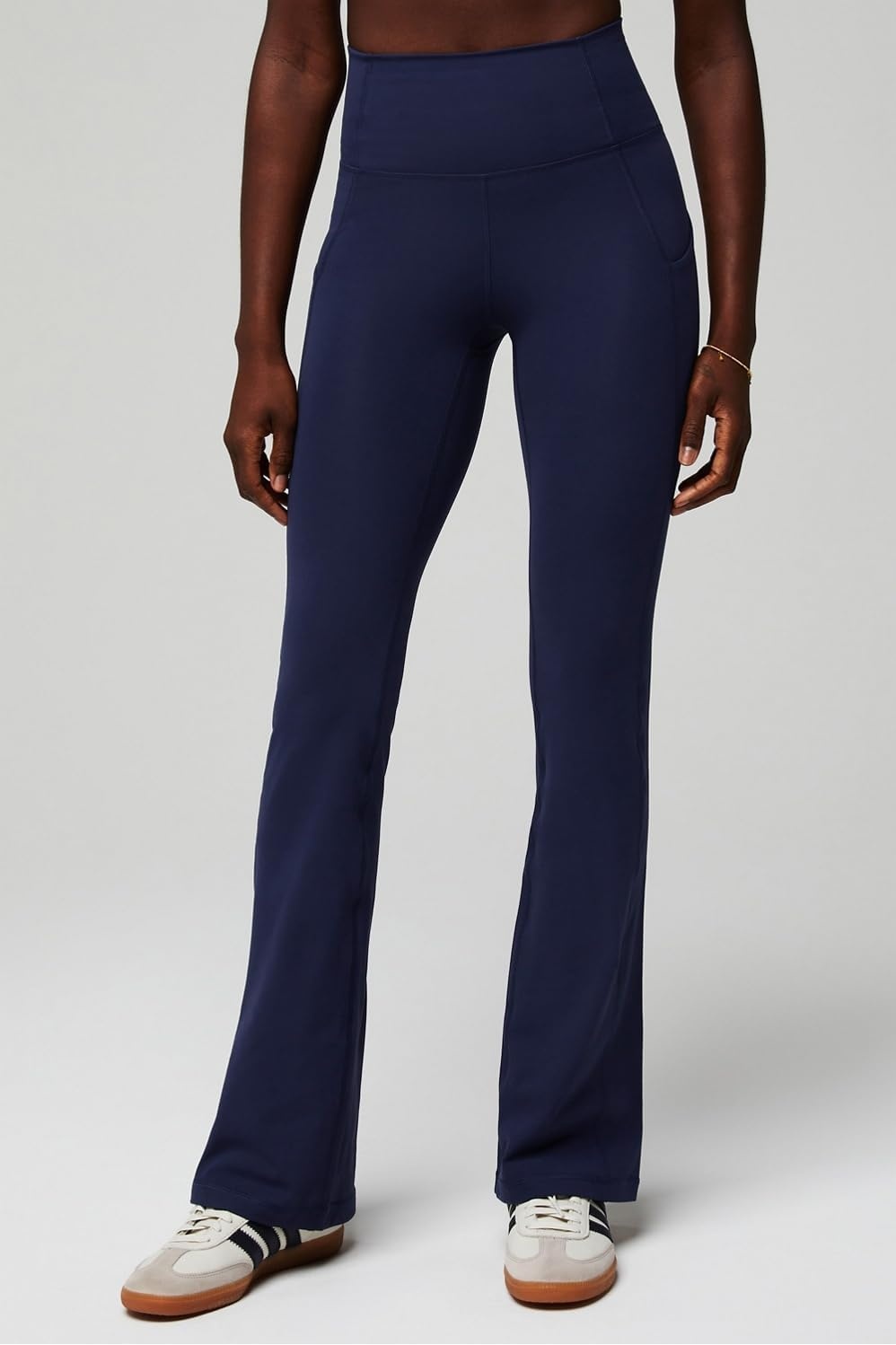 image:imageFabletics Womens Oasis Pureluxe HighWaisted Kick Flare Light Compression Buttery SoftDeep Navy