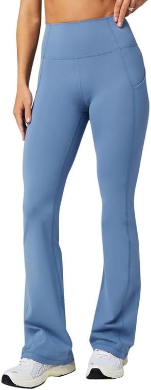 image:imageFabletics Womens Oasis Pureluxe HighWaisted Kick Flare Light Compression Buttery SoftElemental Blue
