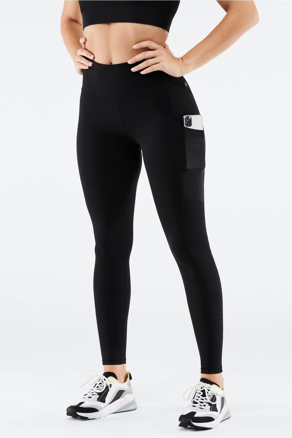 image:imageFabletics Womens OnTheGo PowerHold HighWaisted Legging Workout Yoga Maximum Compression FlatteringBlack