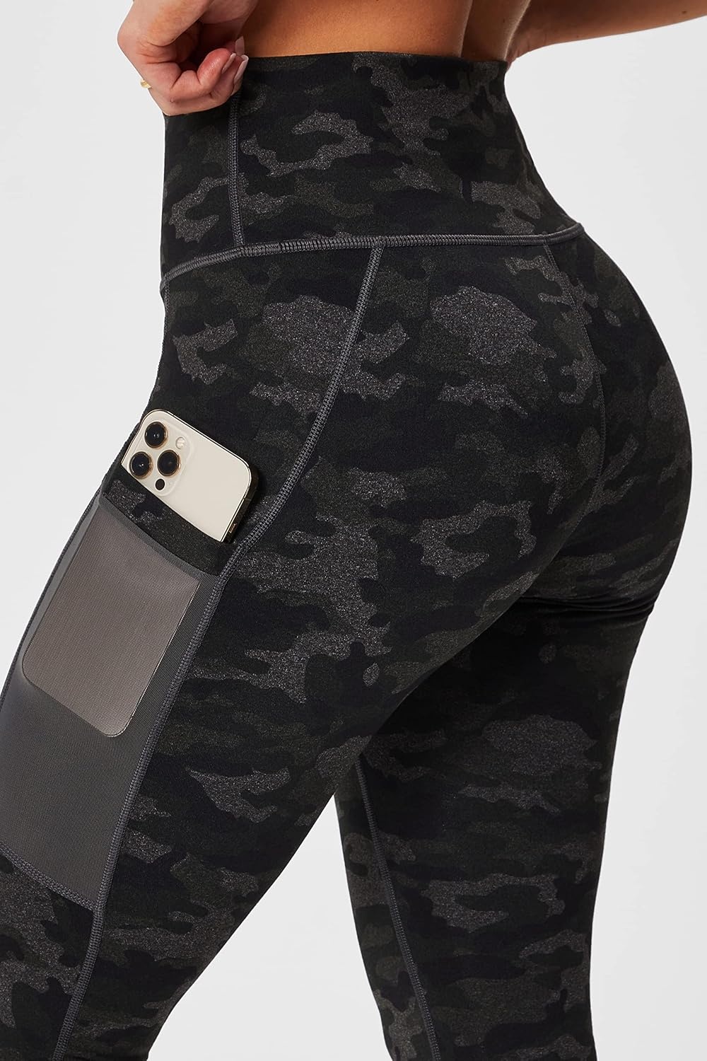 image:imageFabletics Womens OnTheGo PowerHold HighWaisted Legging Workout Yoga Maximum Compression FlatteringCharcoal Camo
