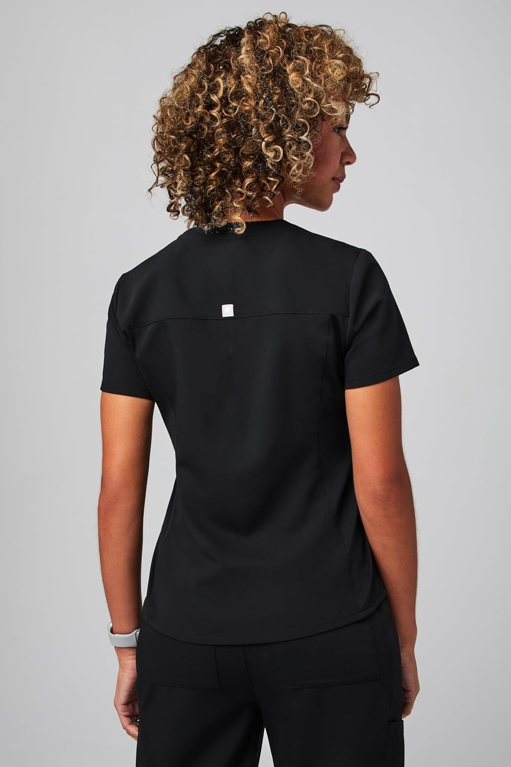 image:imageFabletics Womens Vital 1Pocket Scrub Top MotionTech WrinkleResist Chest Pocket AntiShrink SemiSlim FitBlack