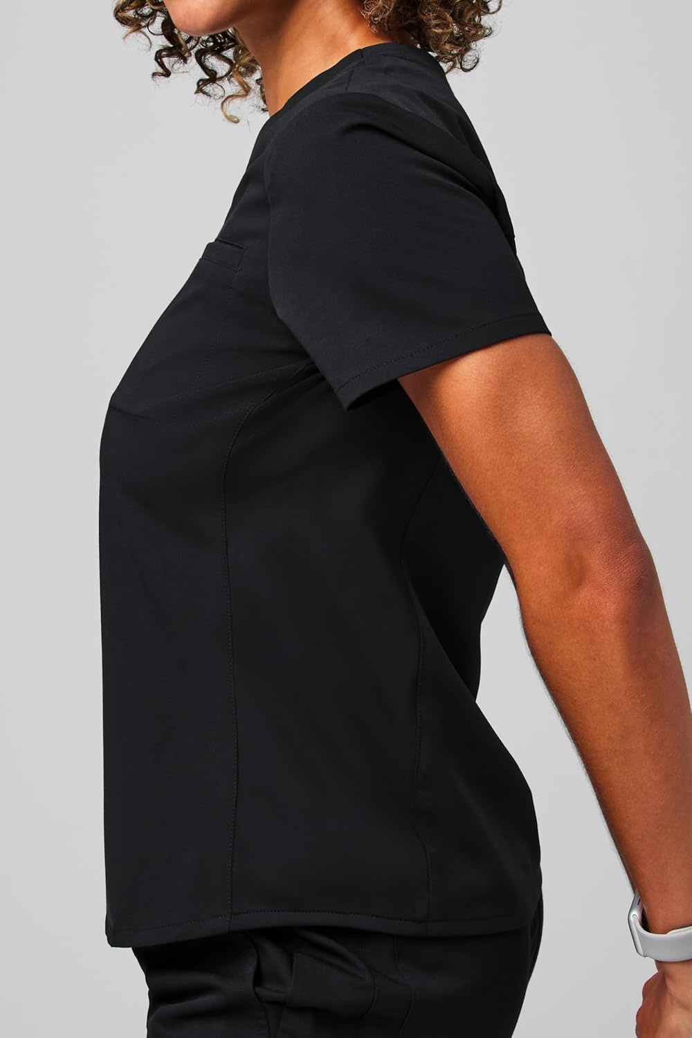 image:imageFabletics Womens Vital 1Pocket Scrub Top MotionTech WrinkleResist Chest Pocket AntiShrink SemiSlim FitBlack