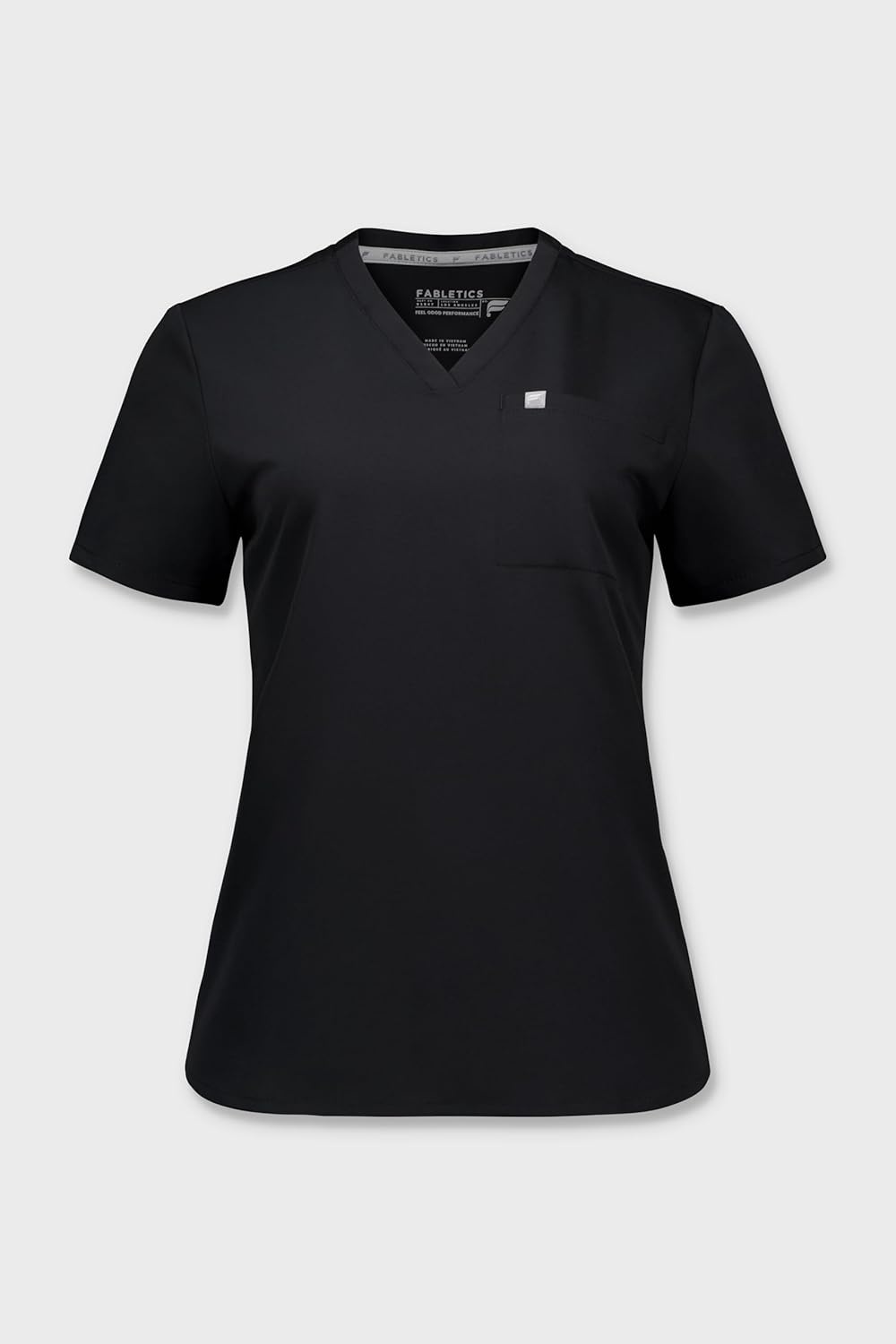 image:imageFabletics Womens Vital 1Pocket Scrub Top MotionTech WrinkleResist Chest Pocket AntiShrink SemiSlim FitBlack
