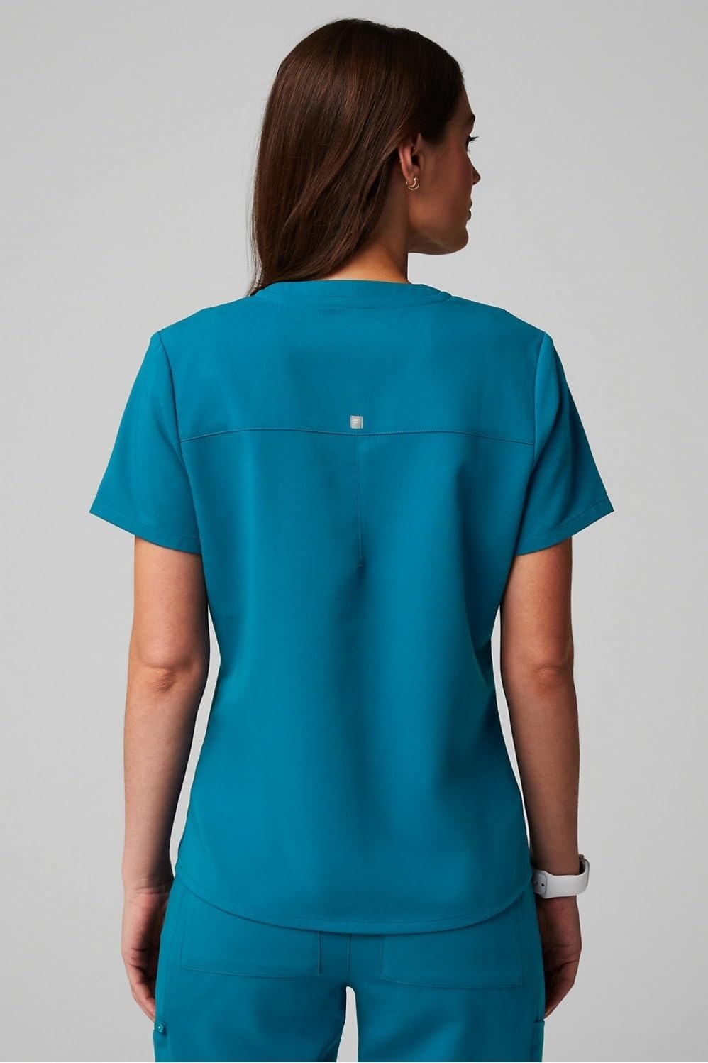 image:imageFabletics Womens Vital 1Pocket Scrub Top MotionTech WrinkleResist Chest Pocket AntiShrink SemiSlim FitCaribbean Blue
