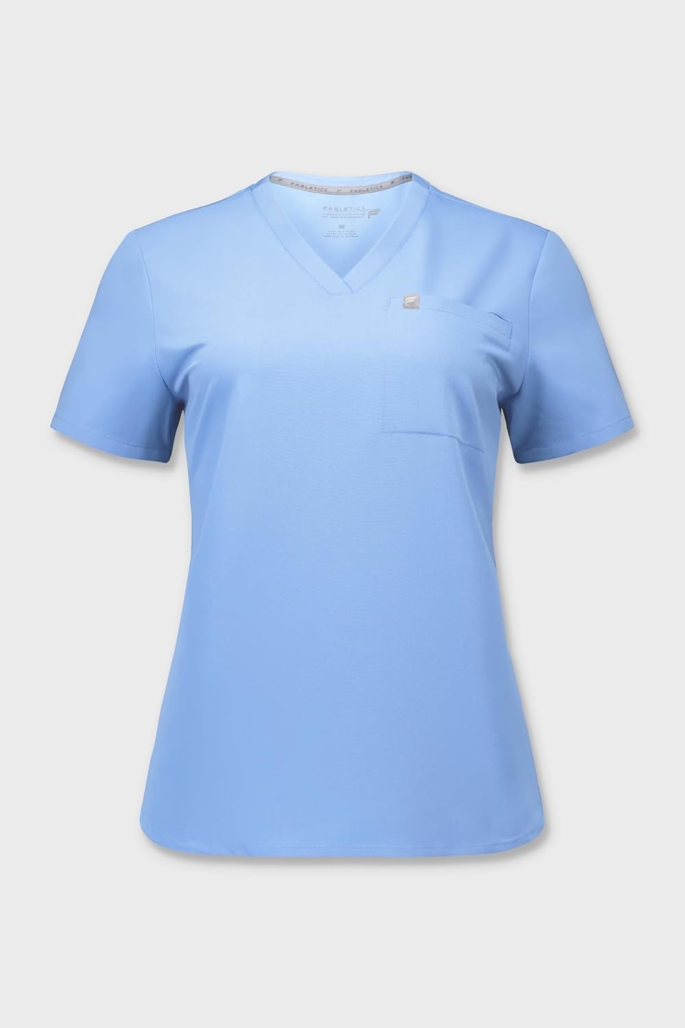 image:imageFabletics Womens Vital 1Pocket Scrub Top MotionTech WrinkleResist Chest Pocket AntiShrink SemiSlim FitCeil Blue