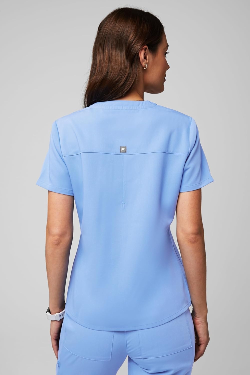 image:imageFabletics Womens Vital 1Pocket Scrub Top MotionTech WrinkleResist Chest Pocket AntiShrink SemiSlim FitCeil Blue