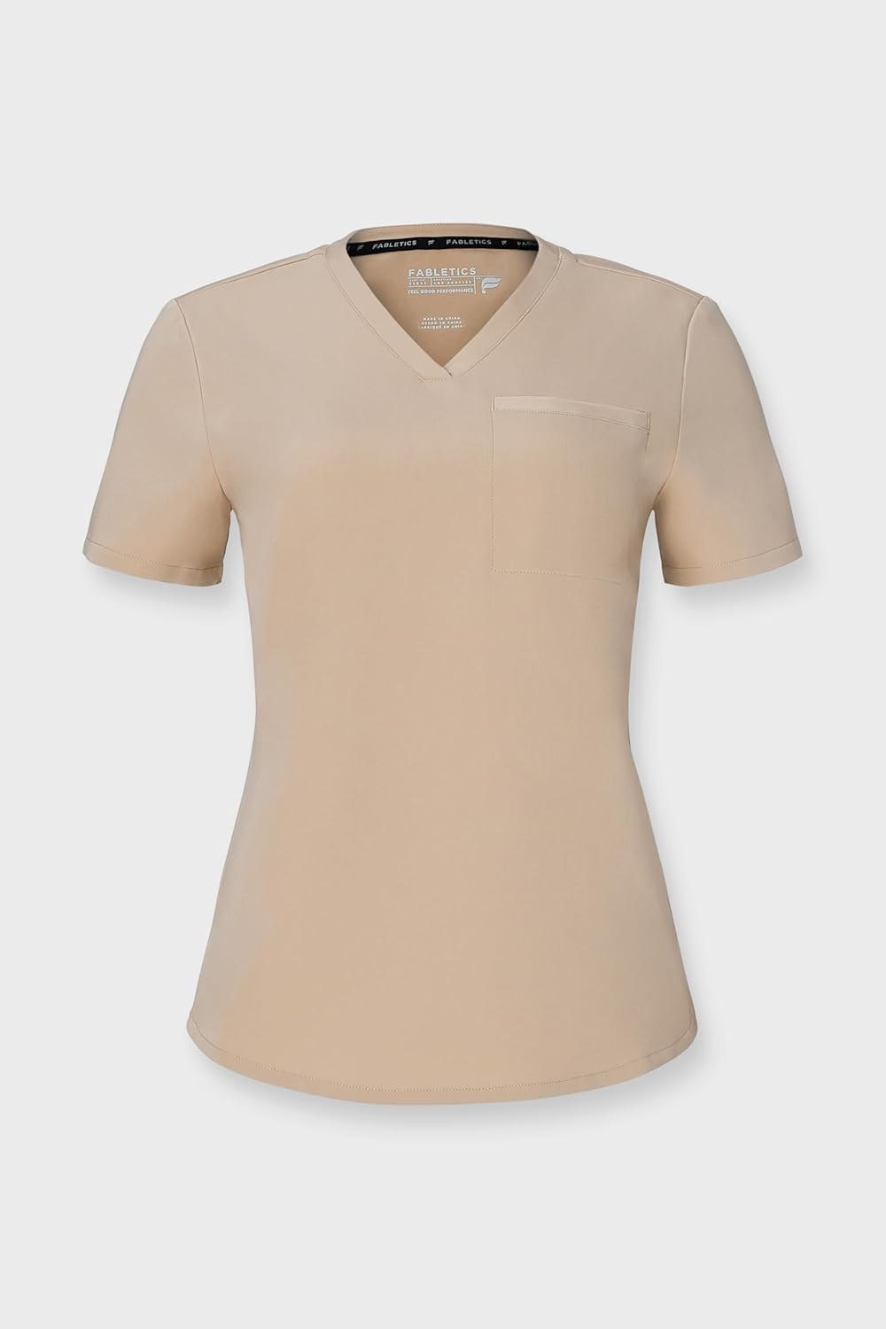 image:imageFabletics Womens Vital 1Pocket Scrub Top MotionTech WrinkleResist Chest Pocket AntiShrink SemiSlim FitChai